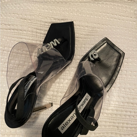 Alexander Wang Kaia Clear Crystal Logo Sandal - Picture 3 of 4